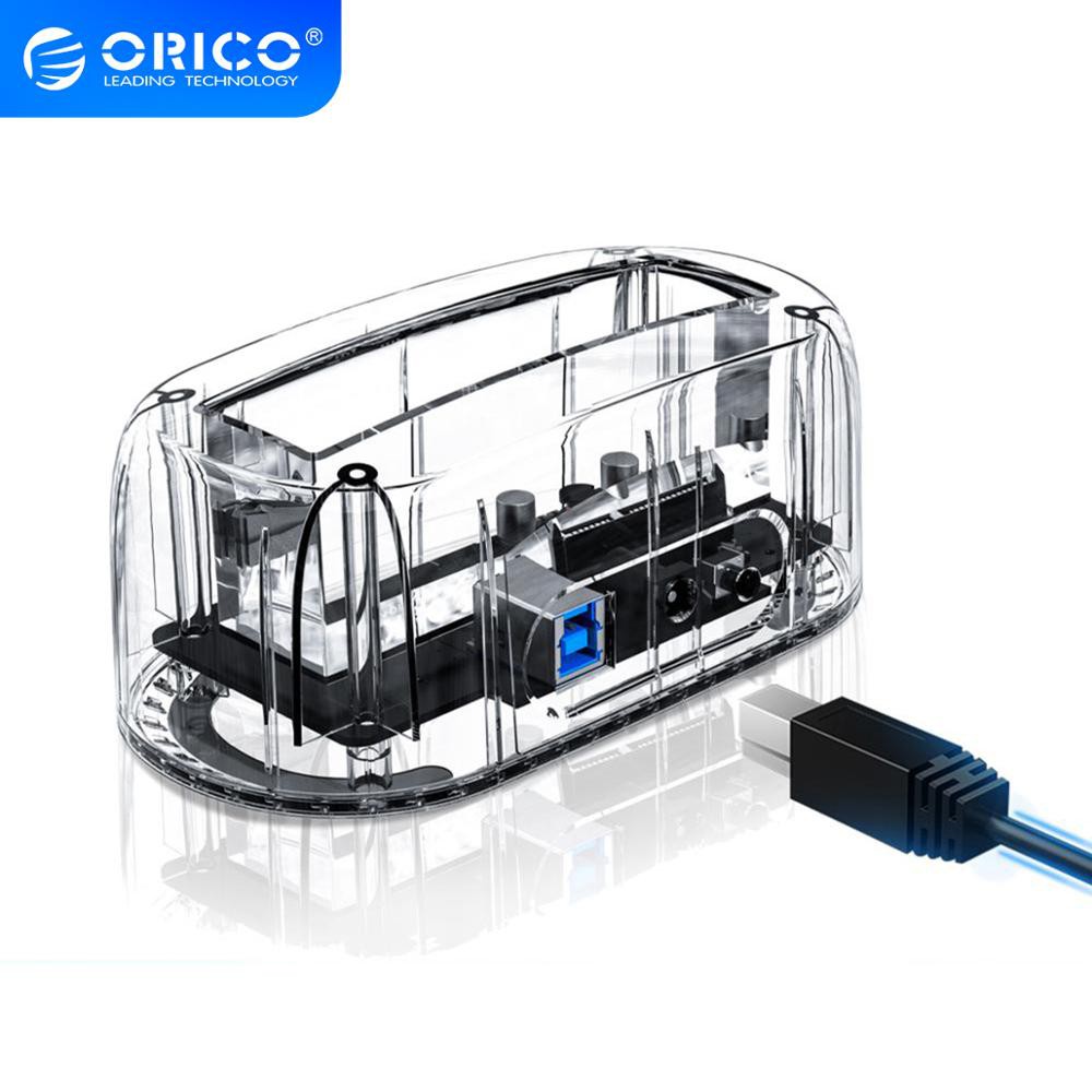 Đế Cắm Ổ Cứng Orico Usb 3.0 Sang Sata Màu Trong Suốt Cho Ổ Cứng Ssd 2.5/3.5 Inch Tốc Độ Truyền 5gbps