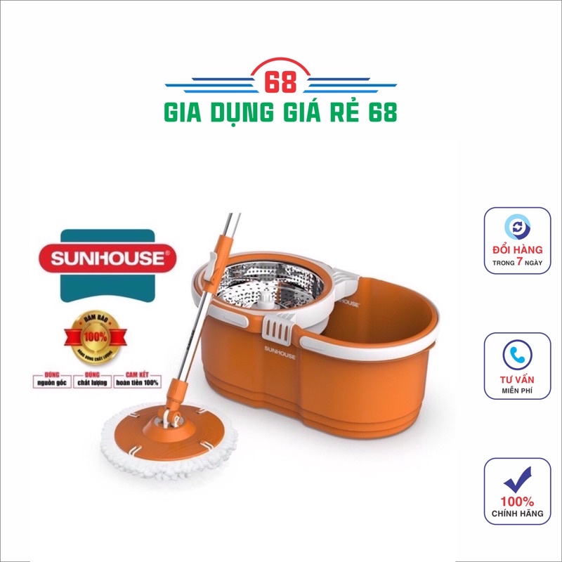 BỘ LAU NHÀ XOAY 360 ĐỘ SUNHOUSE THẾ HỆ MỚI(Hàng Chính Hãng)