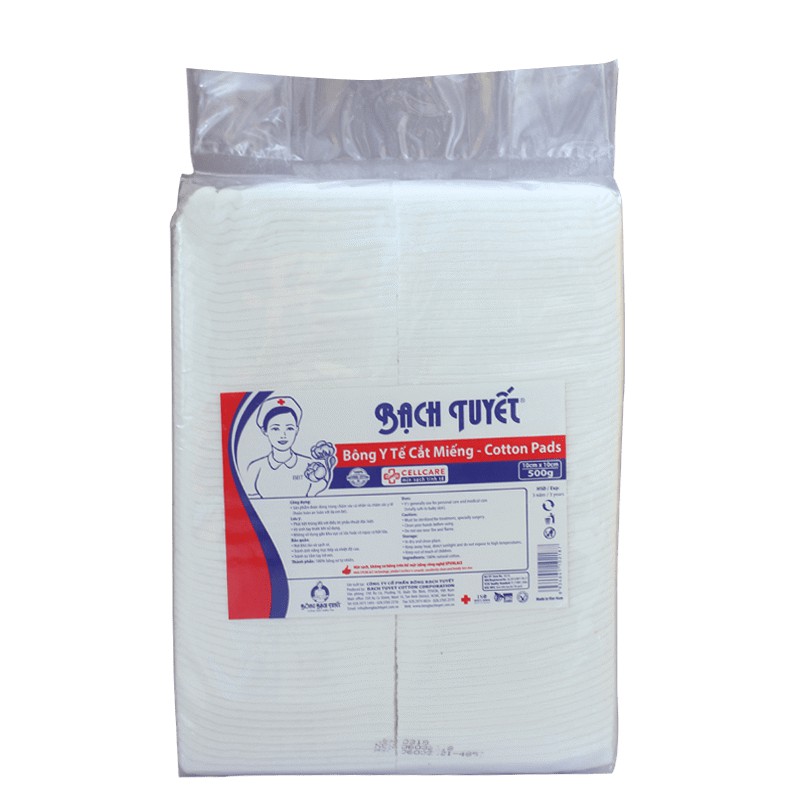 Bông cắt miếng sẵn Bạch Tuyết ( 7x7cm ) – Bông dùng trong spa, phun xăm, vệ sinh cá nhân - mỹ phẩm ola