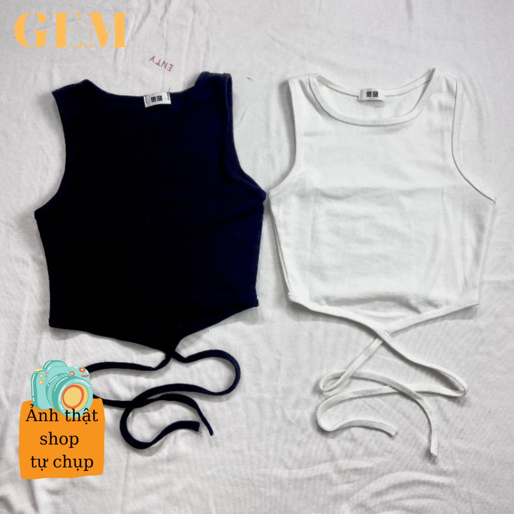 Áo ba lỗ nữ dây quấn bụng  , Áo croptop kiểu cột eo sexy