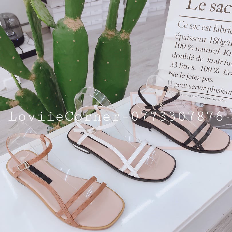 LOVIIECORNER - GIÀY SANDAL ĐẾ BỆT QUAI MẢNH THỜI TRANG - GIÀY SANDAL NỮ DÂY MẢNH MŨI VUÔNG CHẤT LIỆU DA MỀM- S200611