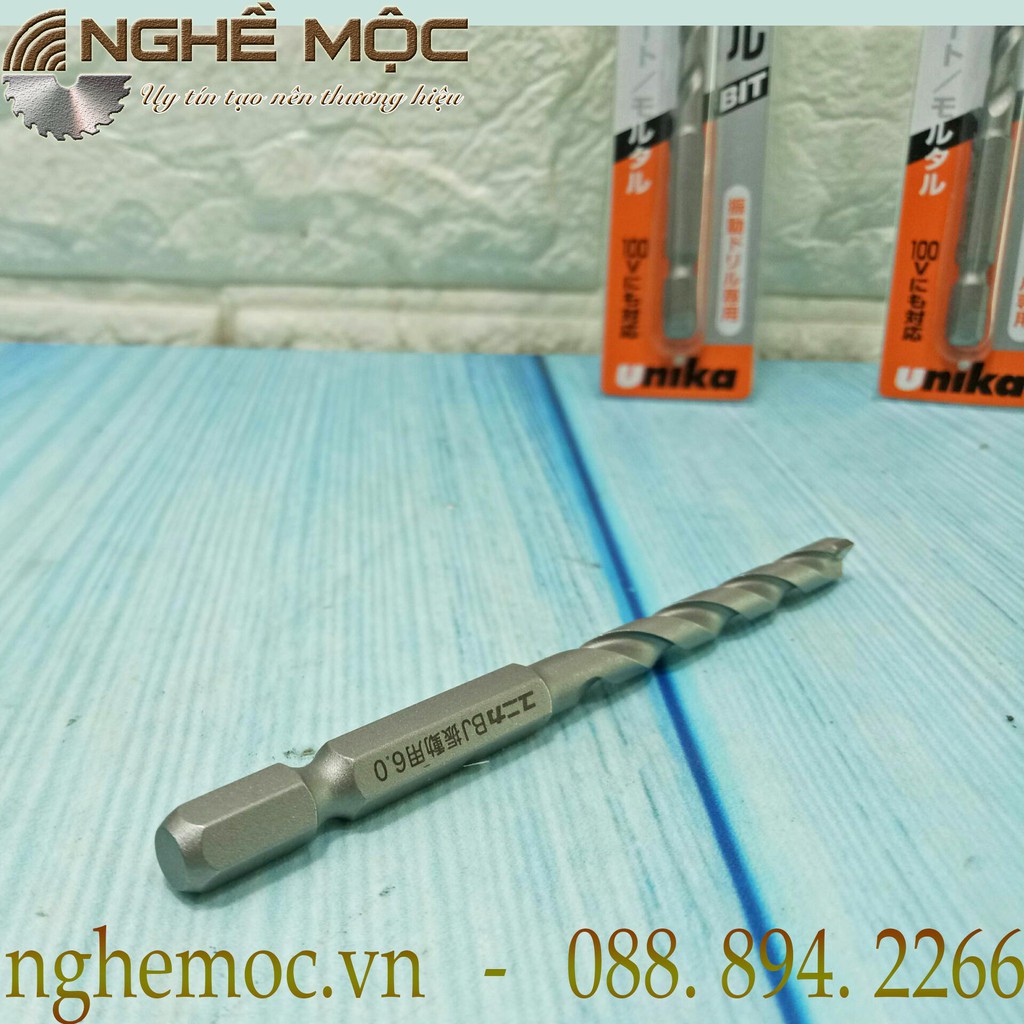 Mũi khoan bê tông Unika BJ6.0x100 chân lục giác Nghề Mộc