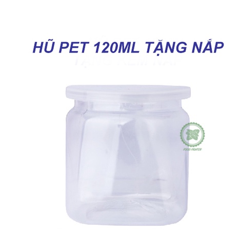 Hũ PET đựng thực phẩm 120ml đựng gia vị - Hũ làm sữa chua - đáy vuông miệng tròn