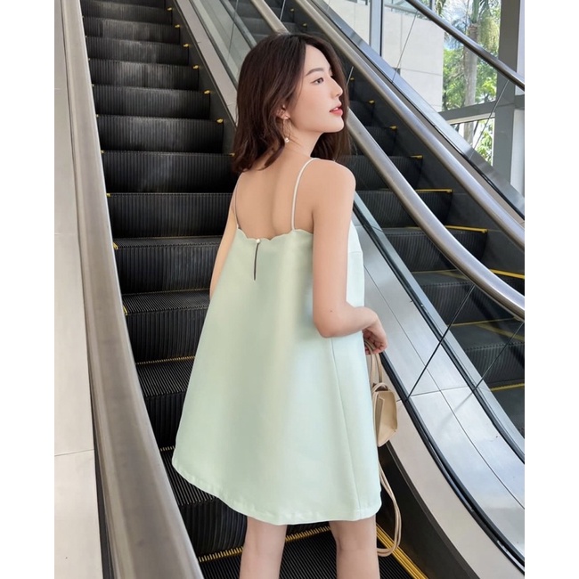 SELINA DRESS/ ĐẦM HAI DÂY LƯỢN SÓNG NGỰC CHẤT TAFTA