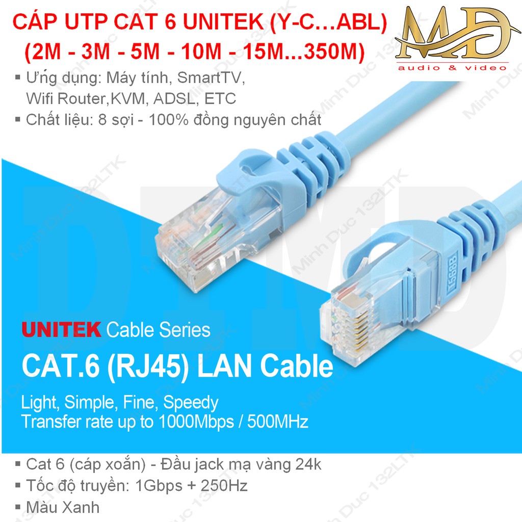 Cable Internet - cáp mạng (cáp nhảy) cat 6 unitek 2m