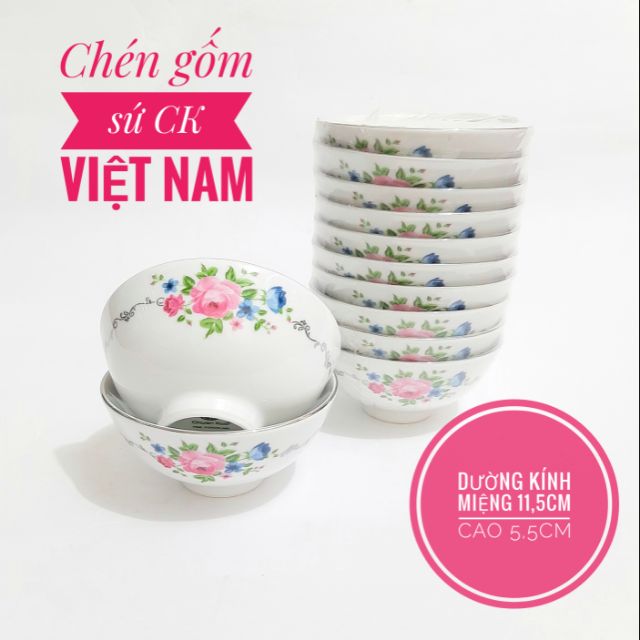 Bộ 10 chén sứ ăn cơm gốm sứ CK Việt Nam