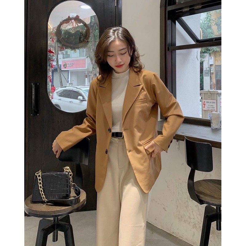 ZIEL_Áo blazer thiết kế cổ điển, suông rộng