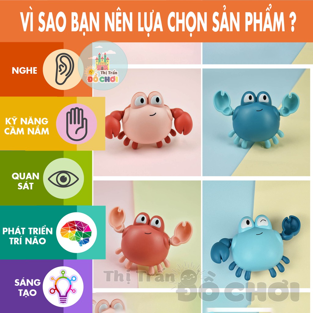 Đồ chơi nhà tắm - cua bơi dưới nước vặn cót nhựa an toàn cho bé yêu - Thị trấn đồ chơi