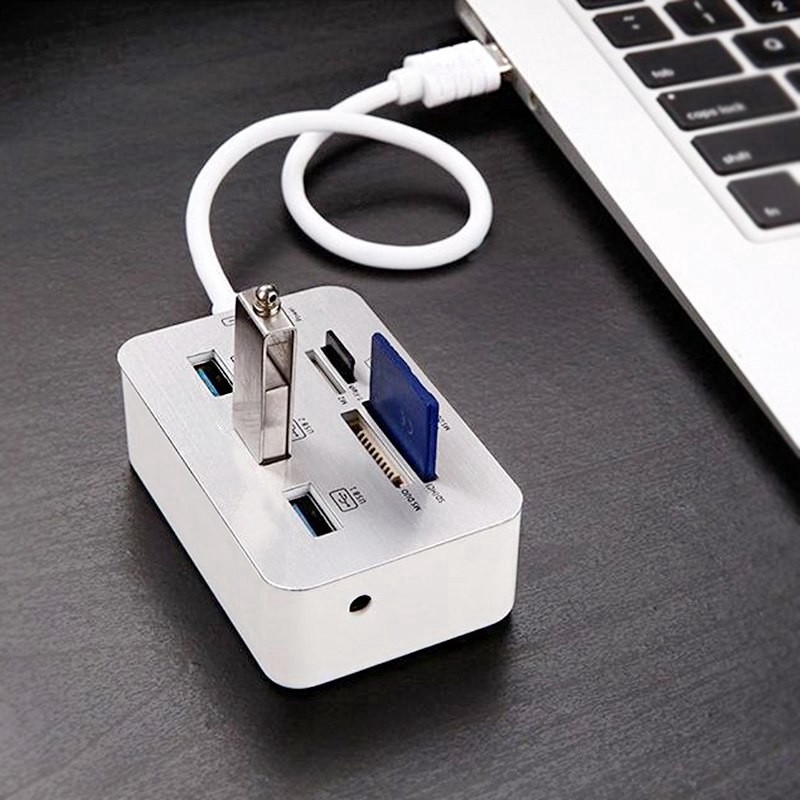 Đầu hub chia 3 cổng USB 2.0 có cổng đọc thẻ nhớ cho máy tính | WebRaoVat - webraovat.net.vn