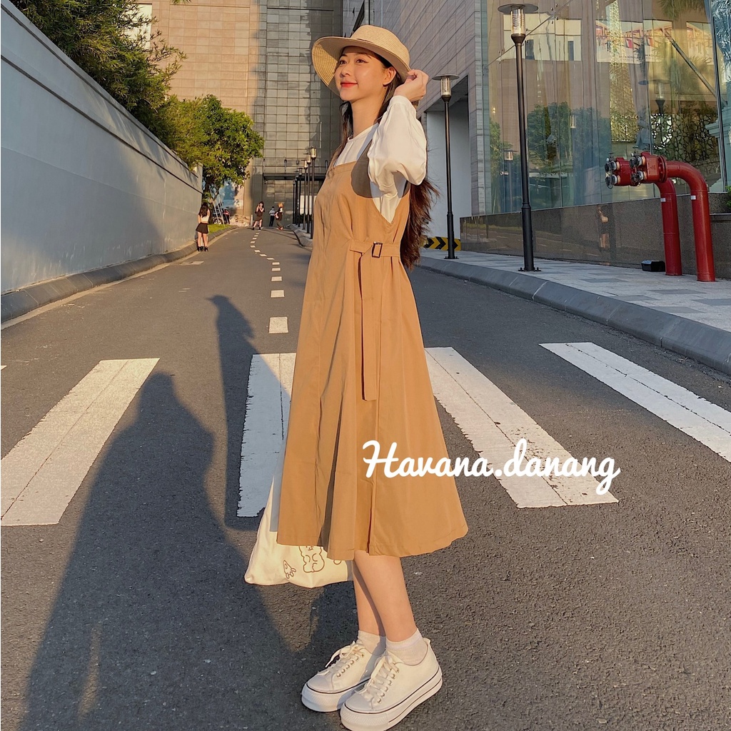 Set yếm. set yếm thắt eo hai món chất kate hàn dày dặn mềm mại AE30