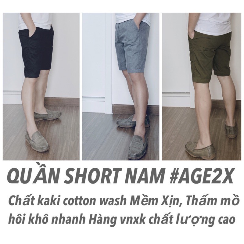 (ẢNH THẬT), QUẦN SHORT KAKI NAM AGE2X, hàng VNXK chất lượng cao wash mềm xịn, siêu thấm, siêu bền bỉ, chính hãng AGE2X