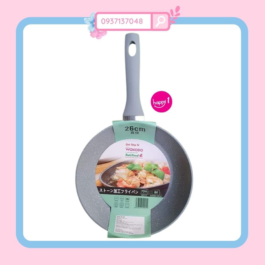 Chảo đáy từ vân đá chống dính GREEN COOK 26cm tay cầm chịu nhiệt - Hàng chính hãng