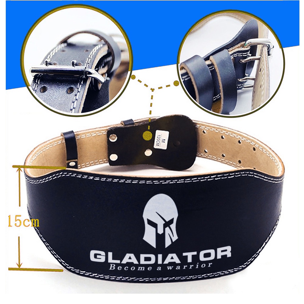 Đai lưng tập gym GLADIATOR chất liệu da cứng hỗ trợ Squat, Deadlift, gánh tạ