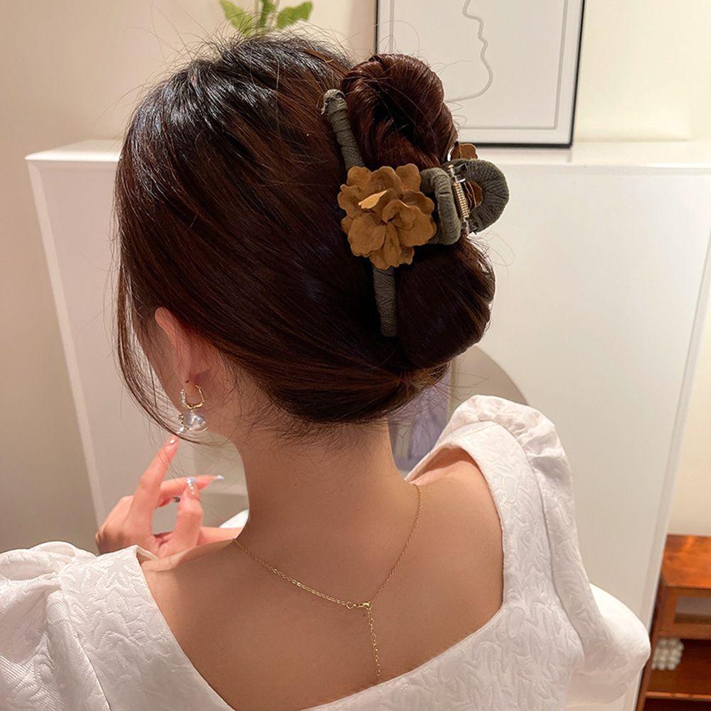 Kẹp Tóc Càng Cua Đính Hoa Hồng Lớn Kiểu Vintage Thời Trang Cho Nữ WMES15H Giá Đỡ