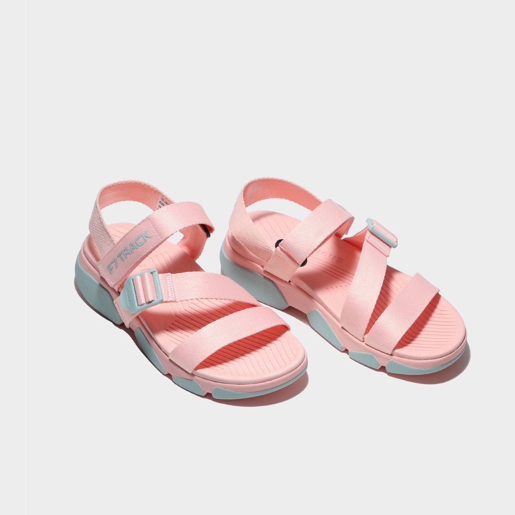 Giày sandal nữ Shondo F7 đế bằng hồng nhạt nữ tính - F7T0071