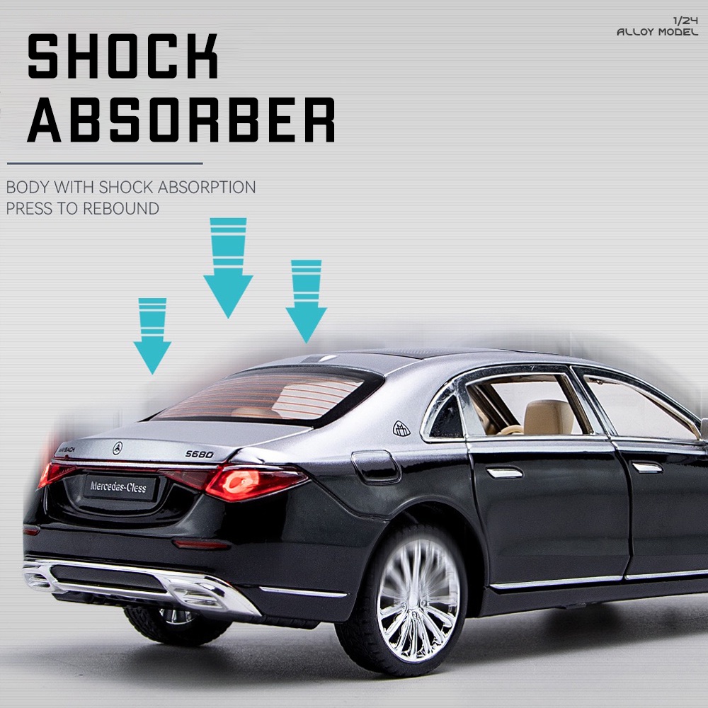 Mô Hình Xe Hơi Maybach S680 Bằng Hợp Kim Tỉ Lệ 1: 24 Có Đèn Và Nhạc Độc Đáo Sống Động