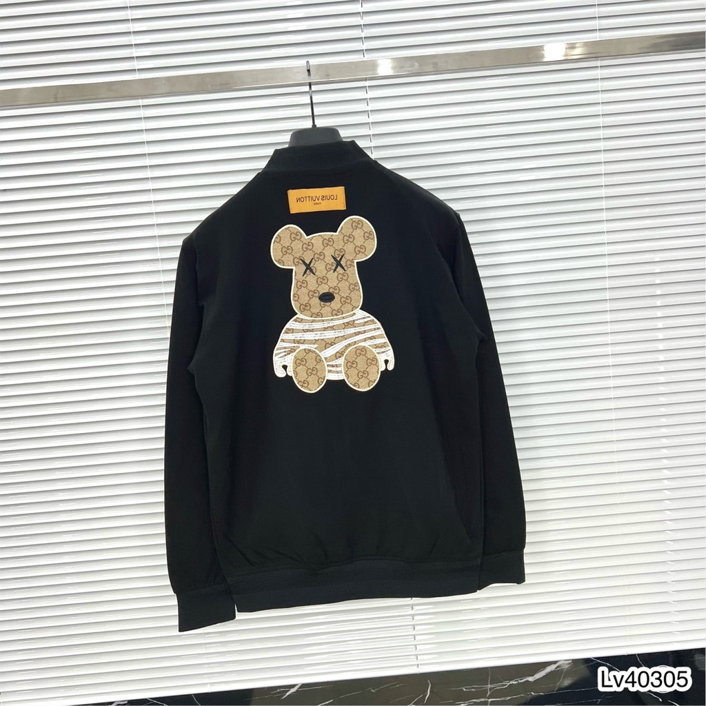 Áo Khoác Bomber Nam Lv Phối Họa Tiết Chữ Thêu Sau Lưng . Áo Khoác Bomber Lv Chất Dạ Cao Cấp - MINH TÂY STORE