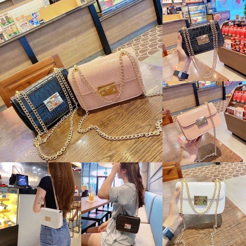 TÚI XÁCH NỮ 👜 túi cnk khoá vuông size 18 dây xích đeo dài