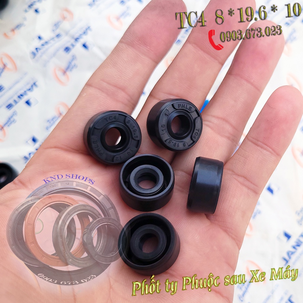 Phốt dầu ty phuộc sau xe Honda 67 TC4 8*19.6*10,...Phốt cao su chặn nhớt loại vòng đệm 1 lò xo | KND Shops