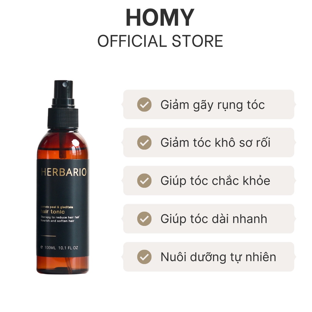 Nước dưỡng tóc tinh dầu vỏ bưởi và bồ kết Herbario 100ml pomelo peel &amp; gleditsia kích thích mọc tóc, giảm rụng tóc