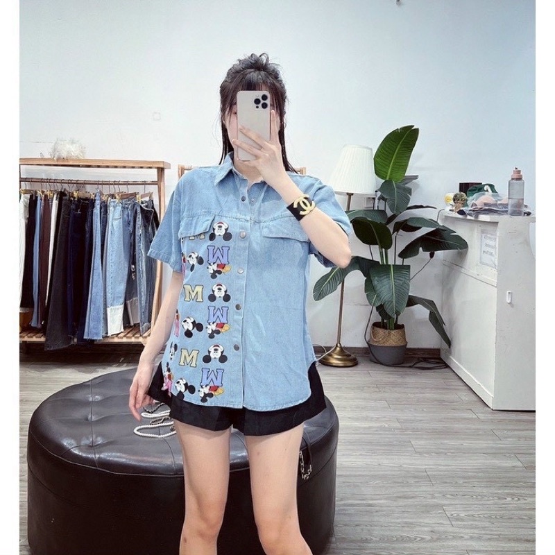 Áo sơ mi jean quang châu bigisze