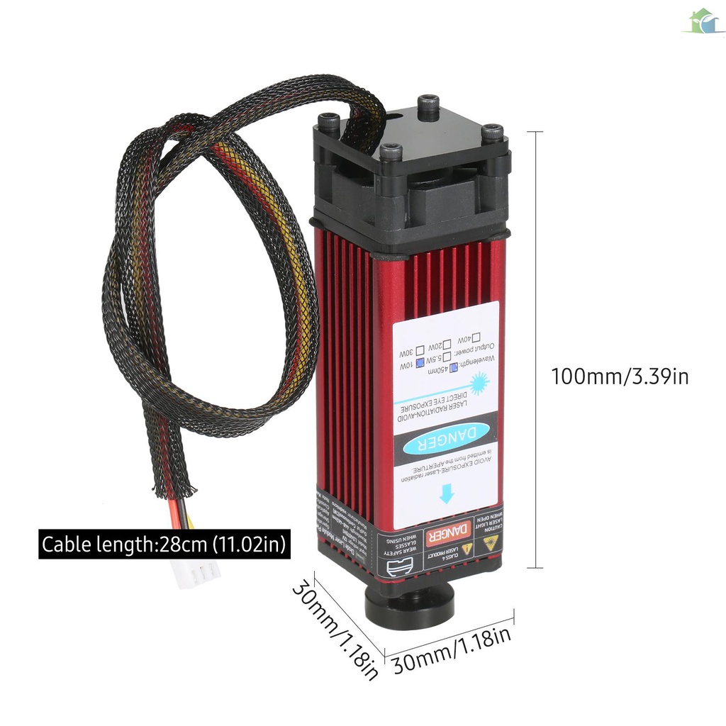 Mô đun laser bước sóng 450nm có thể điều chỉnh độ chính xác công suất 10W chuyên dụng cho máy khắc laser