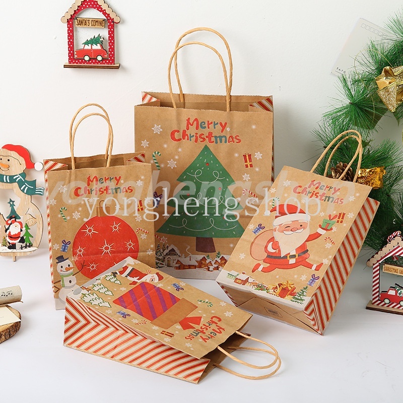 Túi đựng bánh kẹo quà tặng bằng giấy họa tiết Giáng Sinh đáng yêu tiện lợi