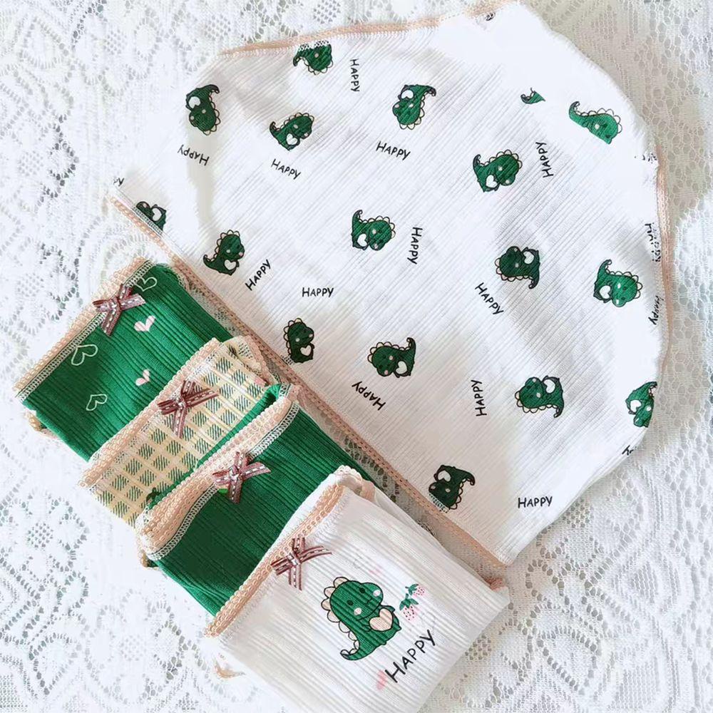 Quần Lót Cotton In Họa Tiết Hoạt Hình Đính Nơ Màu Xanh Lá Thời Trang Cho Nữ
