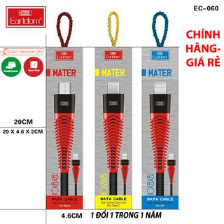 Dây sạc iphone earldom ec-060 1m cho điện thoại iphone/ samsung/ oppo/ xiaomi chân typec/ micro usb/ ios siêu bền