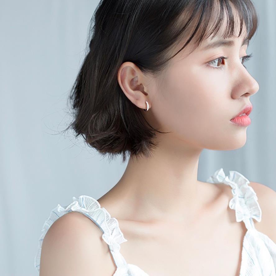 Bông tai nữ - Bông tròn bạc ý 925 - ôm sát tai, bạc sáng bóng_ Bạc Kim Hưng