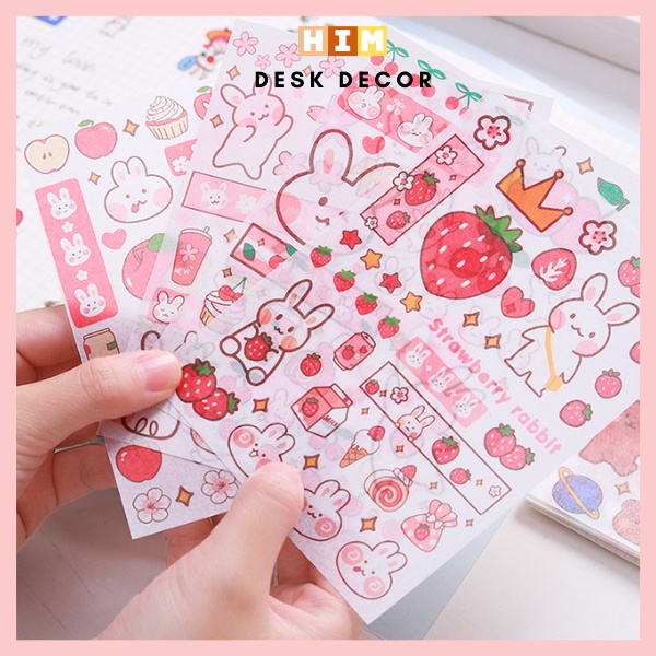 Set Sticker Tấm Tự Cắt Nhiều Mẫu Trang Trí Sổ Vở Cute Miếng Dán Journal Bullet