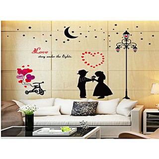 Decal dán tường LUVINA trang trí phòng khách, phòng ngủ, phòng ăn - Cột đèn tình nhân