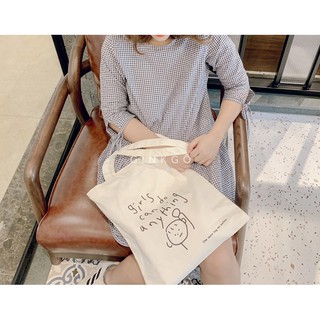 Túi vải canvas "Girls can do anything" | Ginkgo Totebag