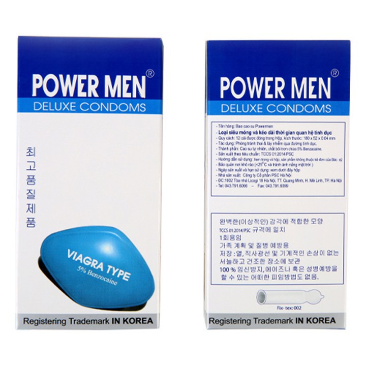 [Tặng Quà 20K] Bao Cao Su Power Men Viagra Type Chính Hãng Hàn Quốc Hộp 12Cái Bcs Kéo Dài Thời Gian, Chống Xuất Tinh Sớm
