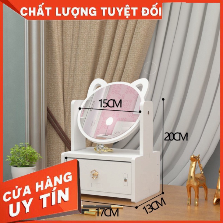 HH Kệ Đựng Mỹ Phẩm Có Gương Tai Mèo (1 Ngăn)