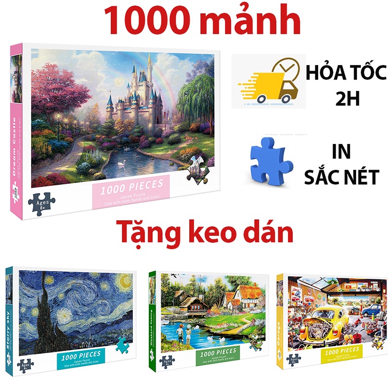 Tranh ghép hình 1000 mảnh phong cảnh dành cho người lớn và trẻ em. Kích thước: 75x50 cm. Quà tặng