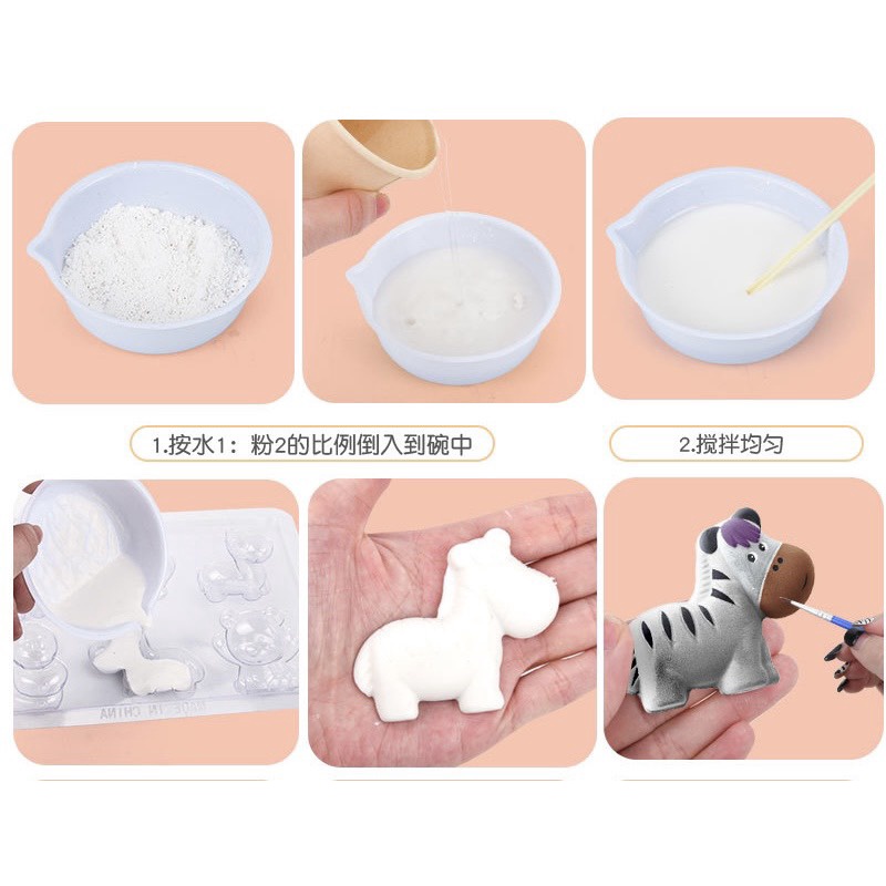 Bộ tô tượng cho bé làm bằng thạch cao kèm 6 màu an toàn giúp trẻ phát triển tư duy sáng tạo hiệu quả - MH: L12