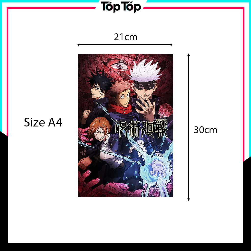 Poster anime Jujutsu Kaisen, tranh dán tường manga wall decor góc học tập JJK