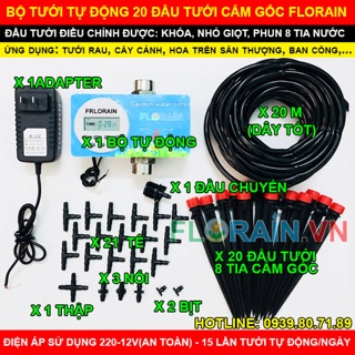 Bộ hẹn giờ tưới cây tự động florain tưới rau, hoa kiểng sân thương, ban công tưới phun nước 8 tia nhỏ giọt tưới cắm gốc