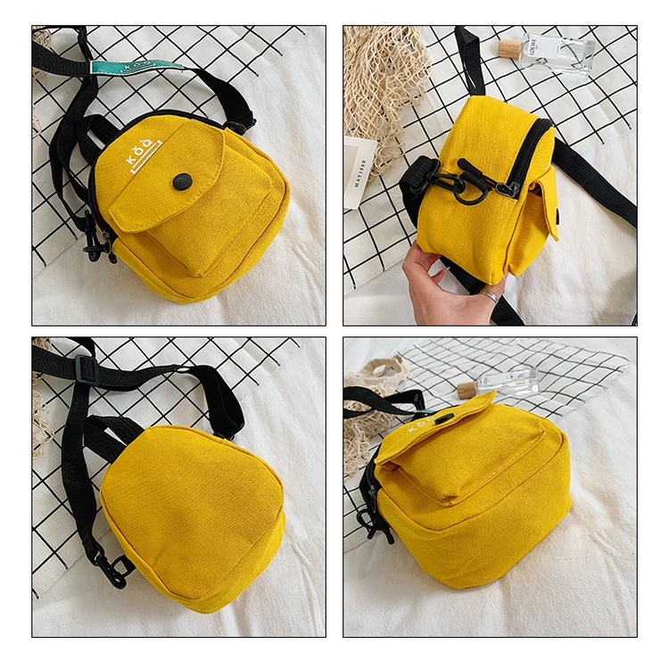 Túi vải canvas đeo vai mini đa năng thời trang cho nữ