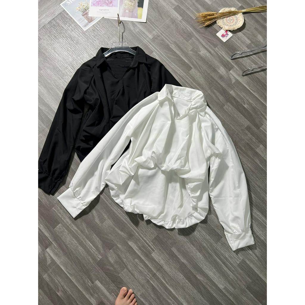 Áo sơ mi bí phồng, áo nữ form rộng 2 lớp G65