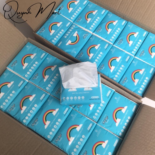 Thùng 30 gói giấy ăn cầu vồng gấu trúc, khăn giấy rút Mylan chính hãng 3 lớp hàng loại 1