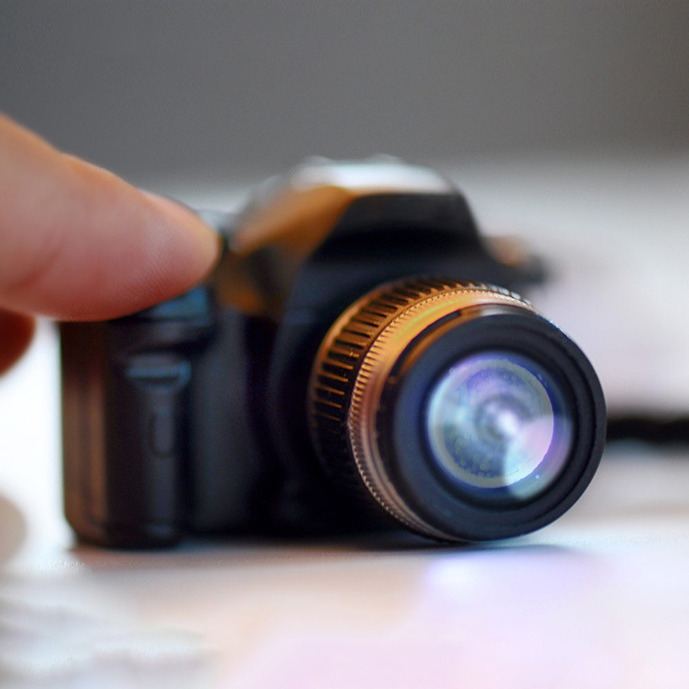 Móc khóa hình máy ảnh mini DSLR có đèn LED kiểu dáng sáng tạo