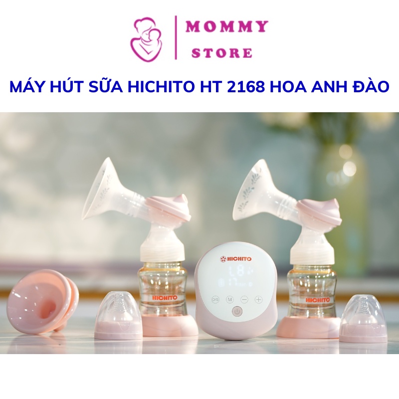 Máy hút sữa điện đôi Hichito HT 2168 hoa anh đào, máy vắt sữa Nhật Bản Chính Hãng bình sữa PPSU cao cấp 180ml