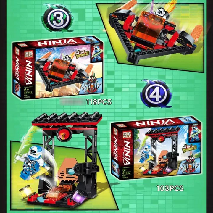 Bộ 4 hộp lắp ráp nhân vật minifigures Ninjago 4in1 PRCK 61042