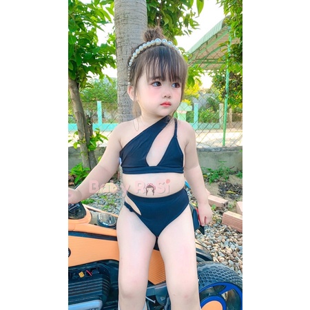 set bikini chéo dây sẻ hông cho bé