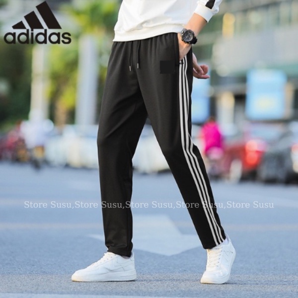 quần thể thao adidas nam nữ dài 3 sọc cao cấp ống suông dày dặn chống nhăn bigsize ( 40 - 100 kg ) - Susu store