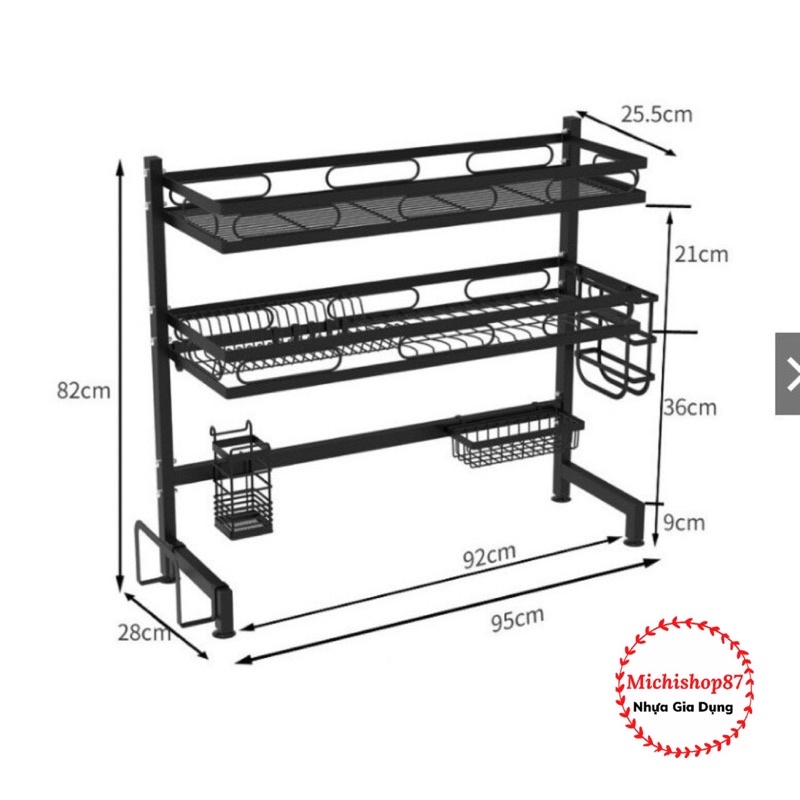 [Giá Hủy Diệt] Kệ Để Chén Bát Đa Năng Trên Bồn Rửa Bát, Giá Để Bát Đĩa Thông Minh 1,2 Tầng Sơn Đen Chống Han Gỉ
