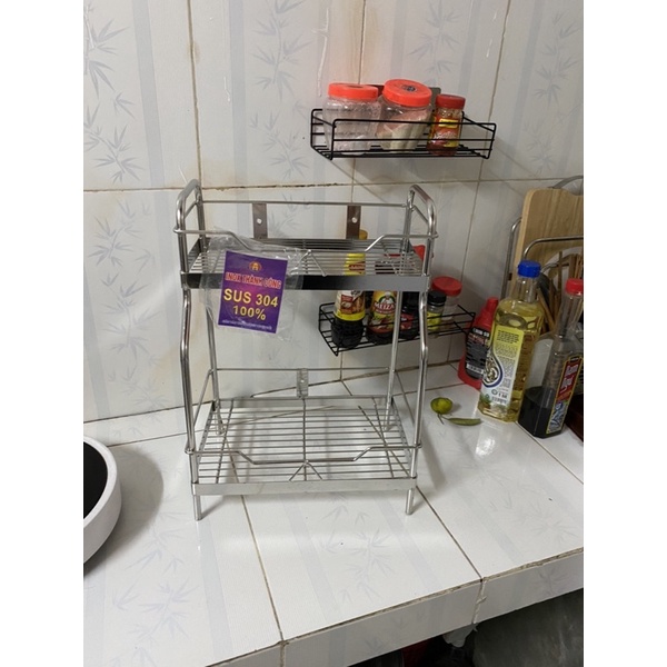 Kệ gia vị góc 2 tầng inox 304 siêu đẹp
