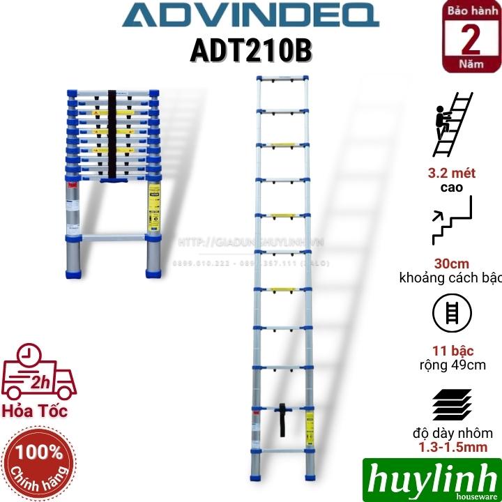 Thang nhôm rút đơn Advindeq ADT210B - 3.2 mét - Tặng chốt chống kẹt tay